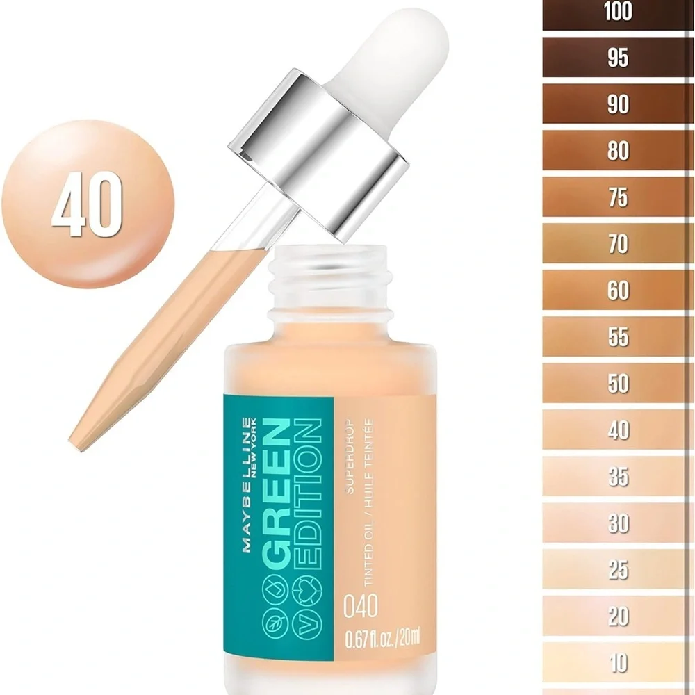 Maybelline‎ Green Edition Superdrop Tinted Oil, adjustable, natural coverage,